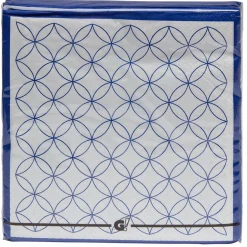 Serviette papier blanche motif rosace bleu x20