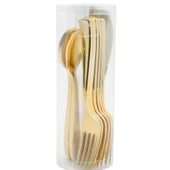 Set couverts jetables 6 personnes doré