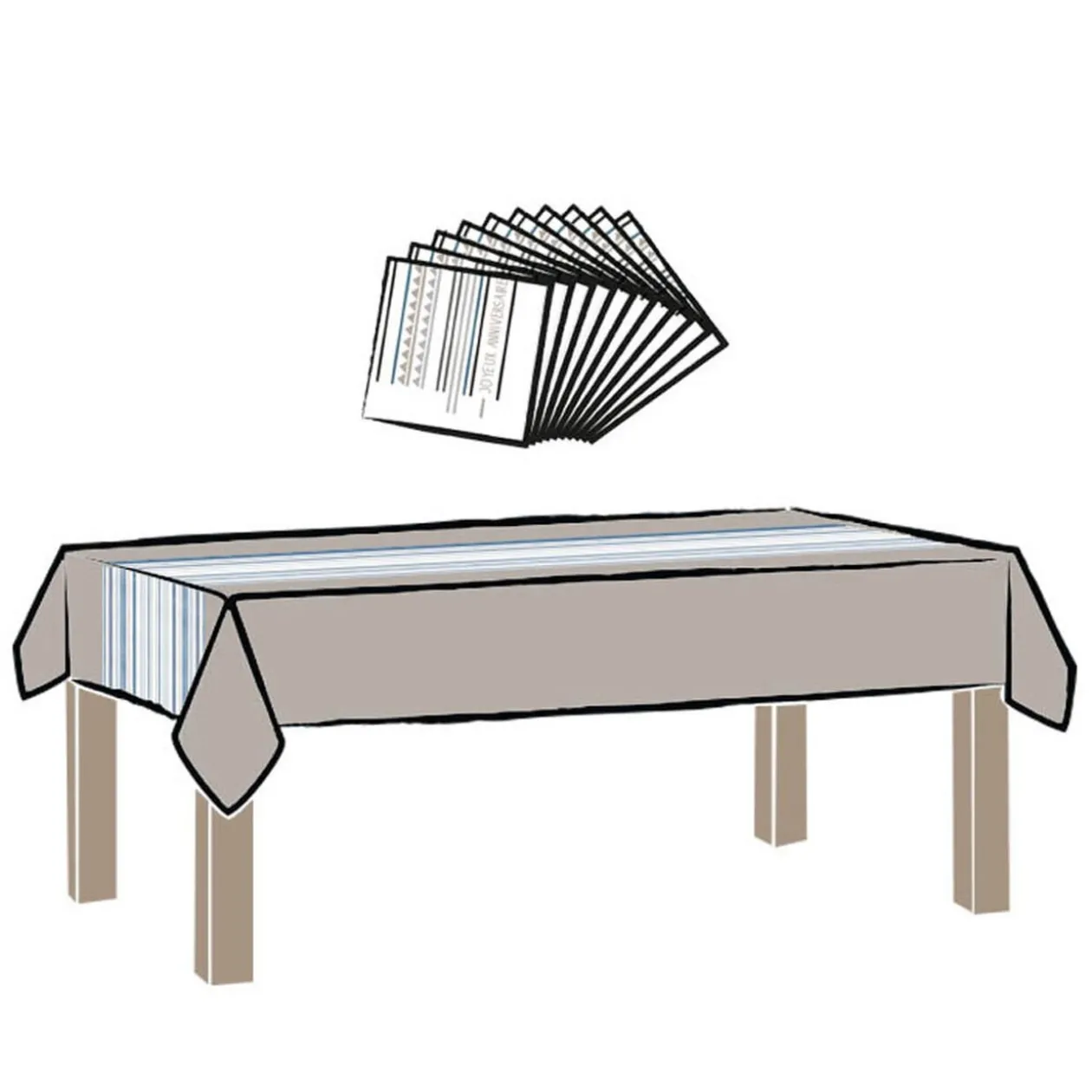 Set décoration de table anniversaire blanc et gris