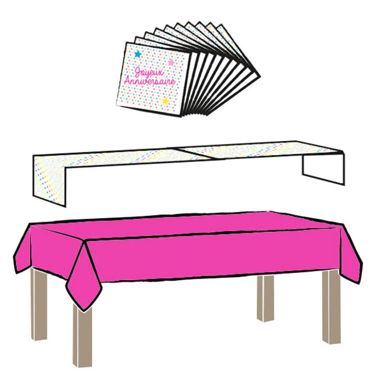 Set décoration de table anniversaire rose