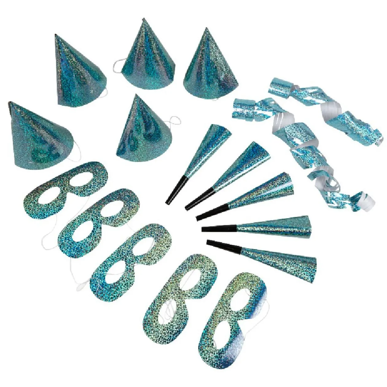 Set de Cotillon Holographique pailleté pour 5 personnes