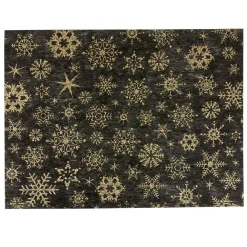 Set de table noir design flocons dorés x8