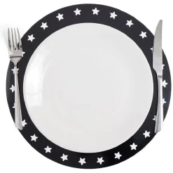 Sous assiette rebord étoile plastique noir Ø34cm x4