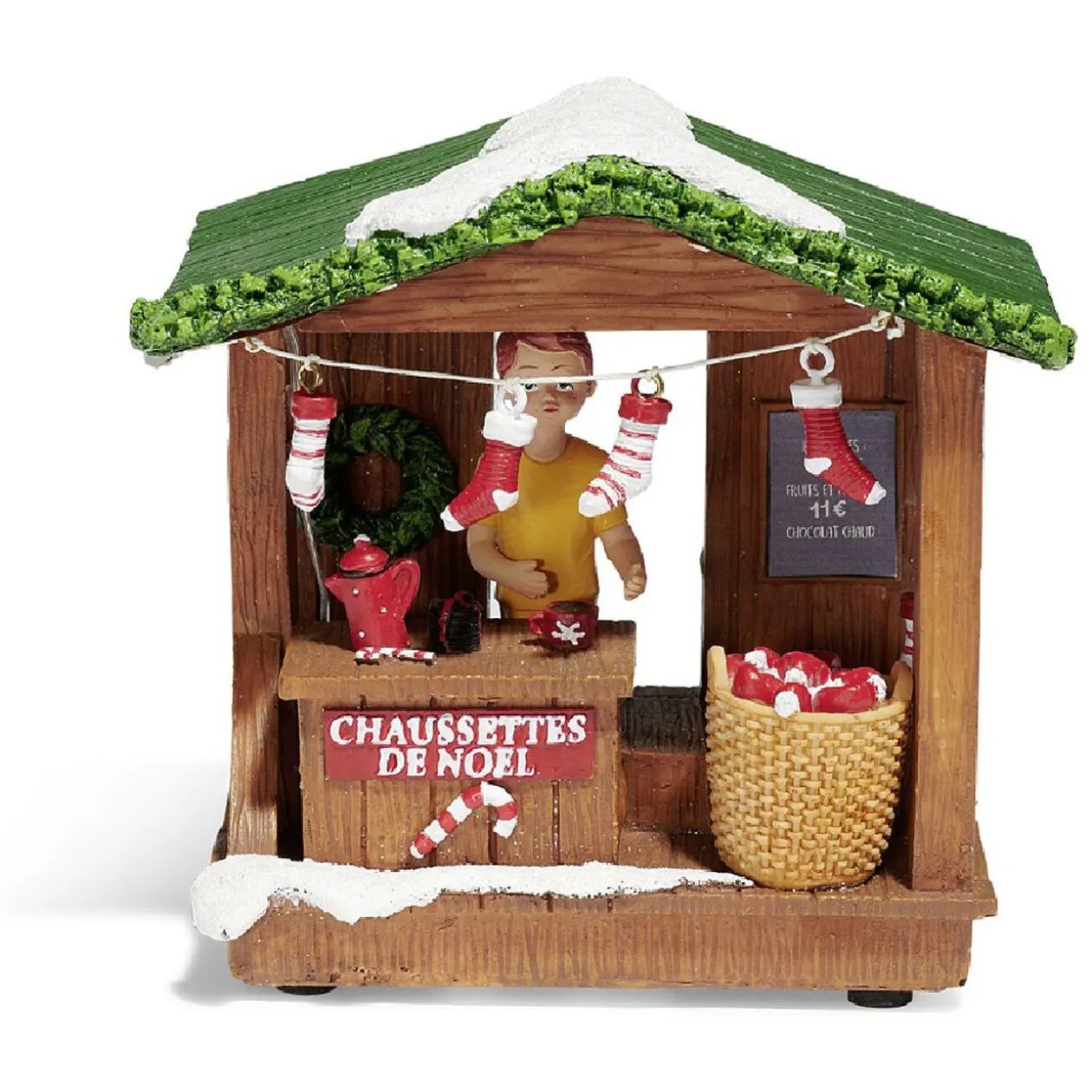 Stand de Noël lumineux chaussettes 5 LED blanc chaud en résine