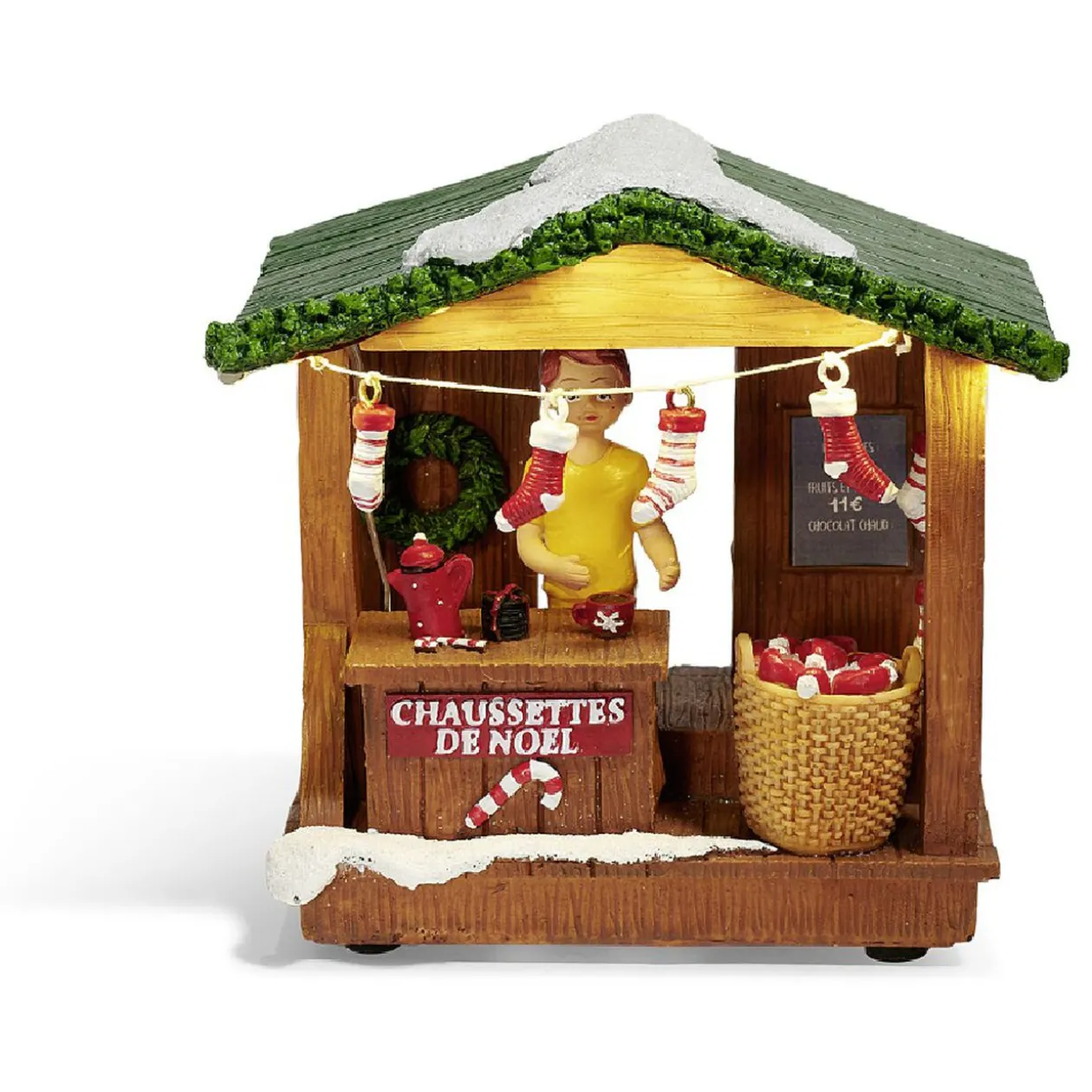 Stand de Noël lumineux chaussettes 5 LED blanc chaud en résine