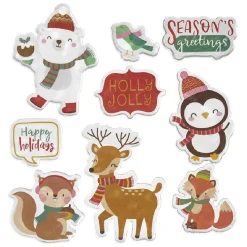 Sticker gel Noël Pingouin Renne Renard pour fenêtre