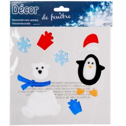 Sticker gel ours et pingouin Noël