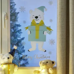 Sticker repositionnable motif ours de noël
