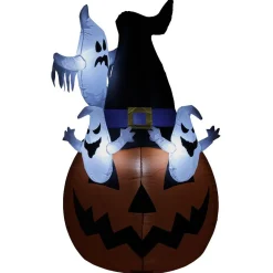 Structure gonflable Citrouille Fantôme Halloween H158 cm