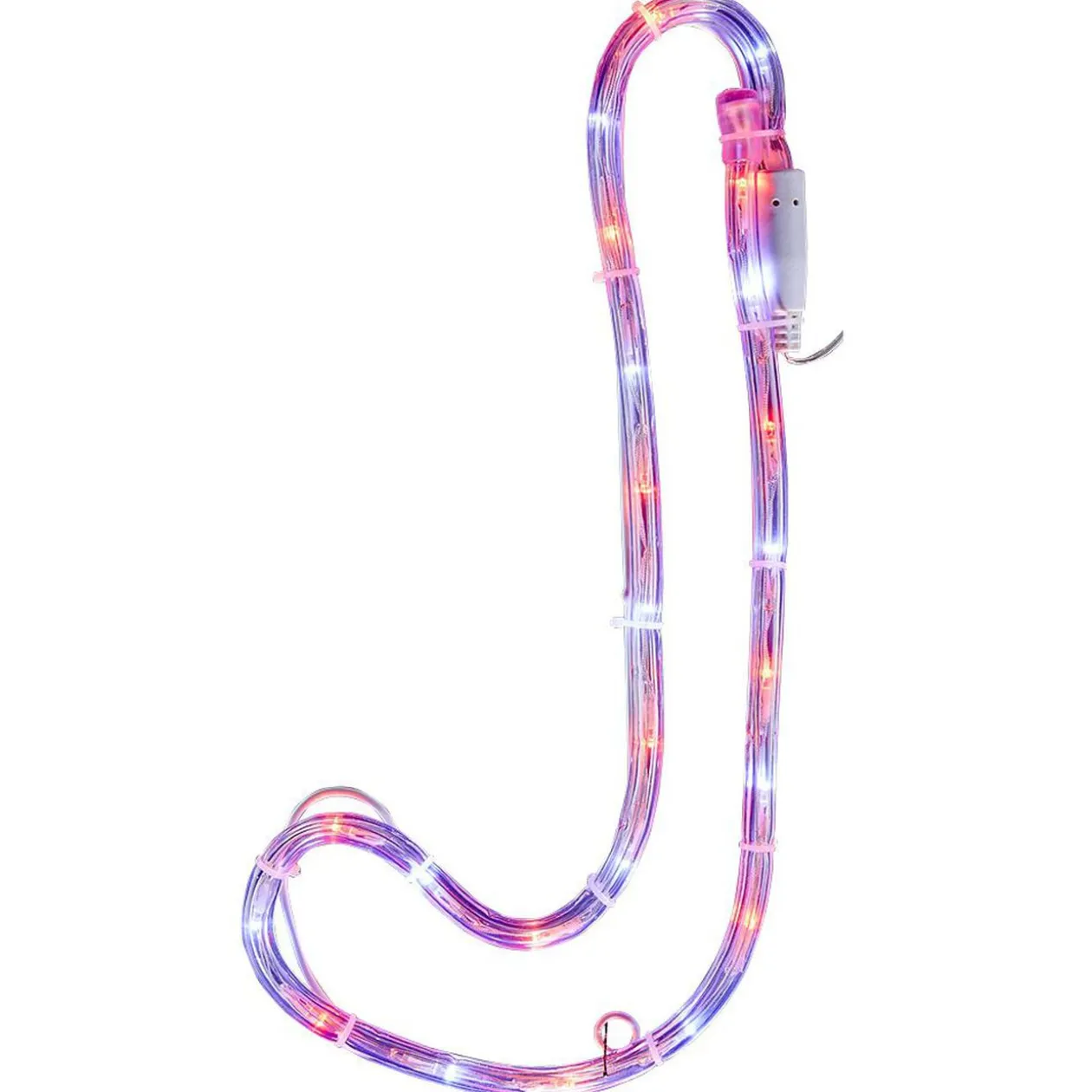 Sucre d'orge de Noël lumineux 24 LED blanc froid et rouge H.3m
