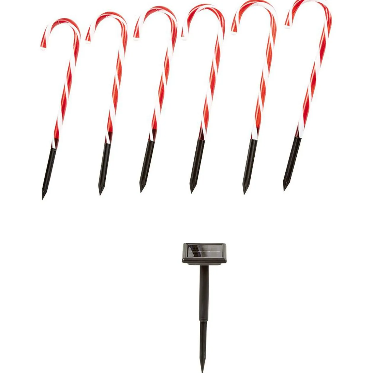 Sucre d'orge lumineux solaire x6 24 LED H43cm