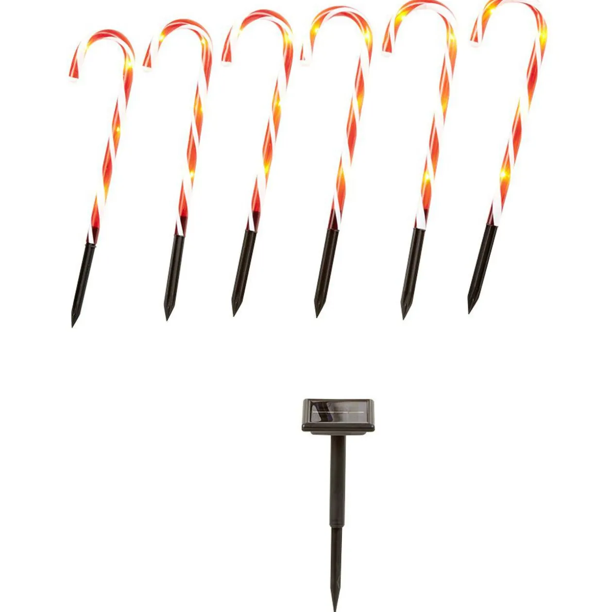 Sucre d'orge lumineux solaire x6 24 LED H43cm