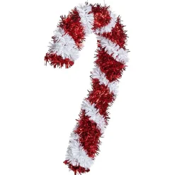 Sucre d'orge rouge et blanc à suspendre H.16 cm