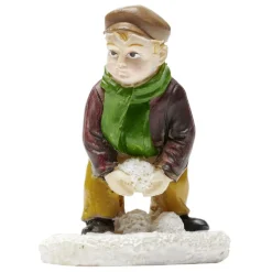 Sujet de Noël enfant qui ramasse la neige résine