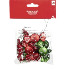 Supension forme Bonbons Noël rouge vert x9