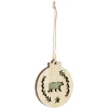 Supension ronde en bois nature motif animal