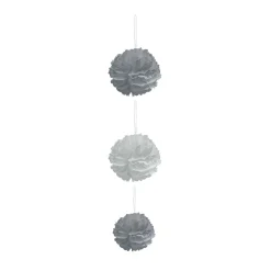Suspension 3 boules chiffon en papier gris