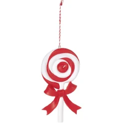 Suspension Bonbon lolipop blanc rouge H11 cm