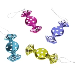 Suspension bonbon vert bleu violet et rose x4