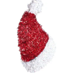 Suspension bonnet Père Noël scintillant rouge et blanc