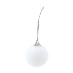 Suspension boule de Noël blanche et pomme de pin argentée x10