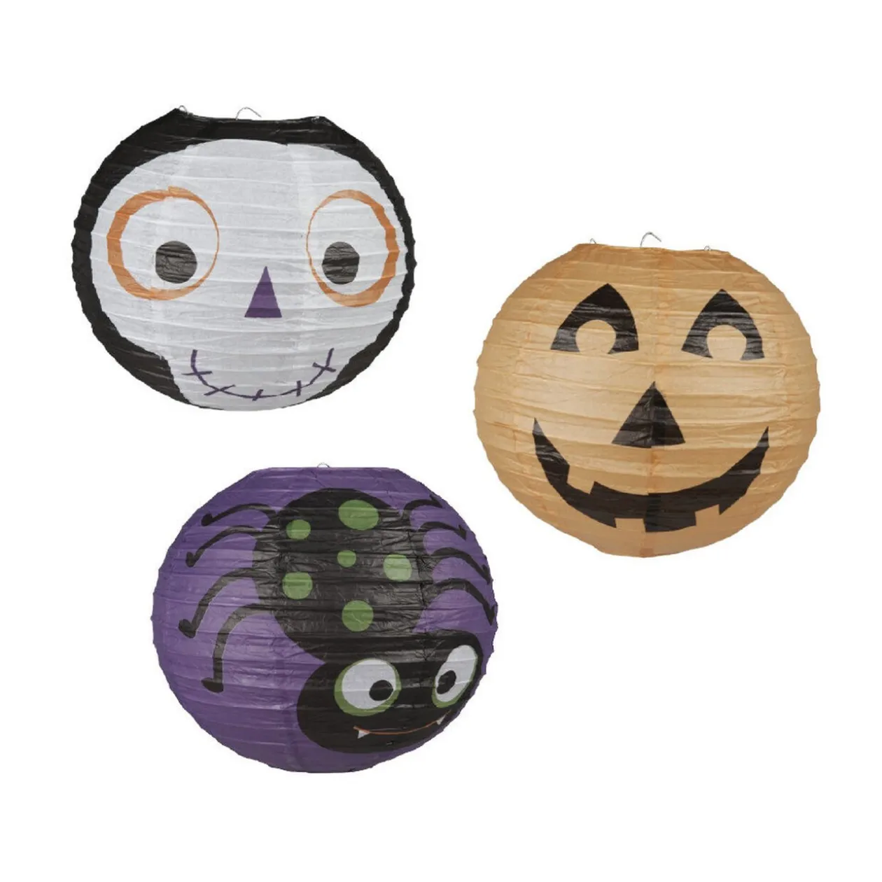 Suspension boule en papier motif Halloween x3