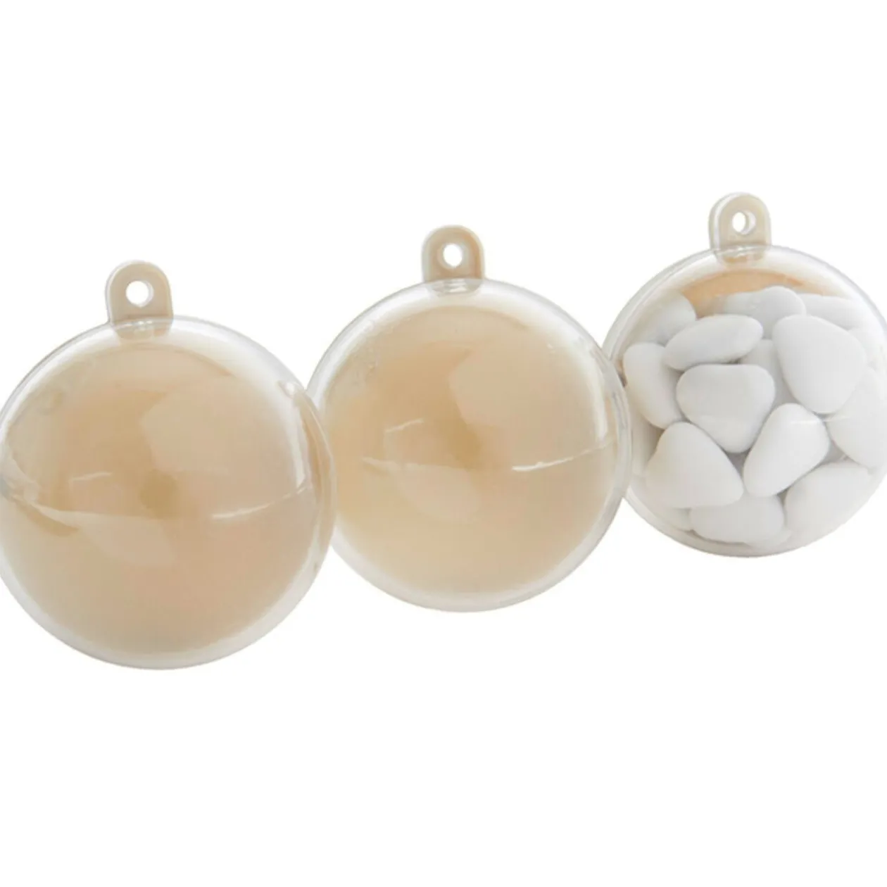 Suspension boule ivoire et transparente x3