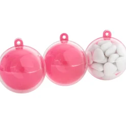 Suspension boule rose fuchsia et transparente x3