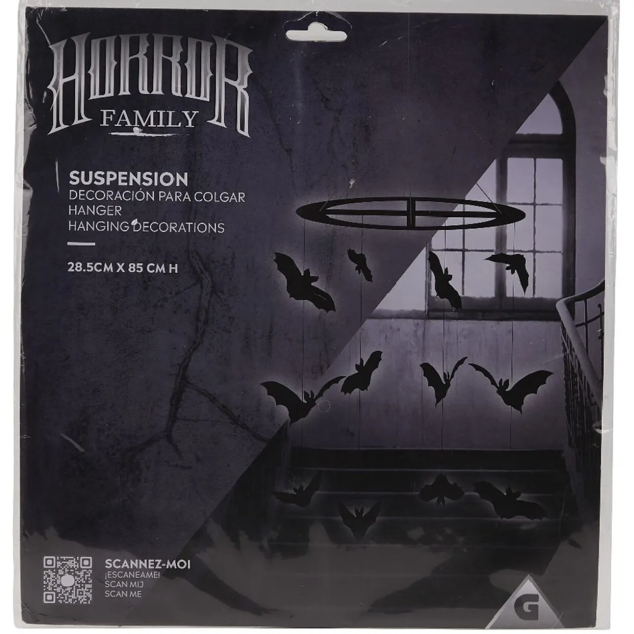 Suspension chandelier Halloween chauve-souris L31,8xl29,8cm