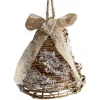 Suspension cloche en rotin avec noeud en jute H.11,5 cm