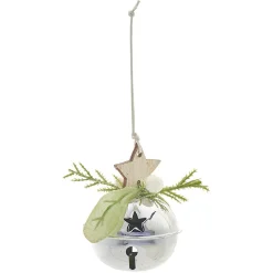 Suspension Clochette de Noël avec détails en bois et eucalyptus