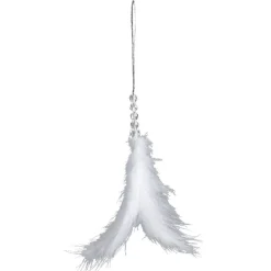 Suspension décor avec plumes gris blanc