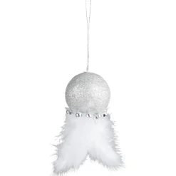 Suspension décor avec plumes gris blanc