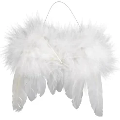 Suspension décor effet plume blanc