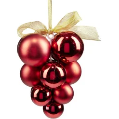 Suspension de Noël boule grappe rouge brillant Ø12/15xH20cm