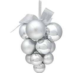 Suspension de Noël boules grappe gris argenté
