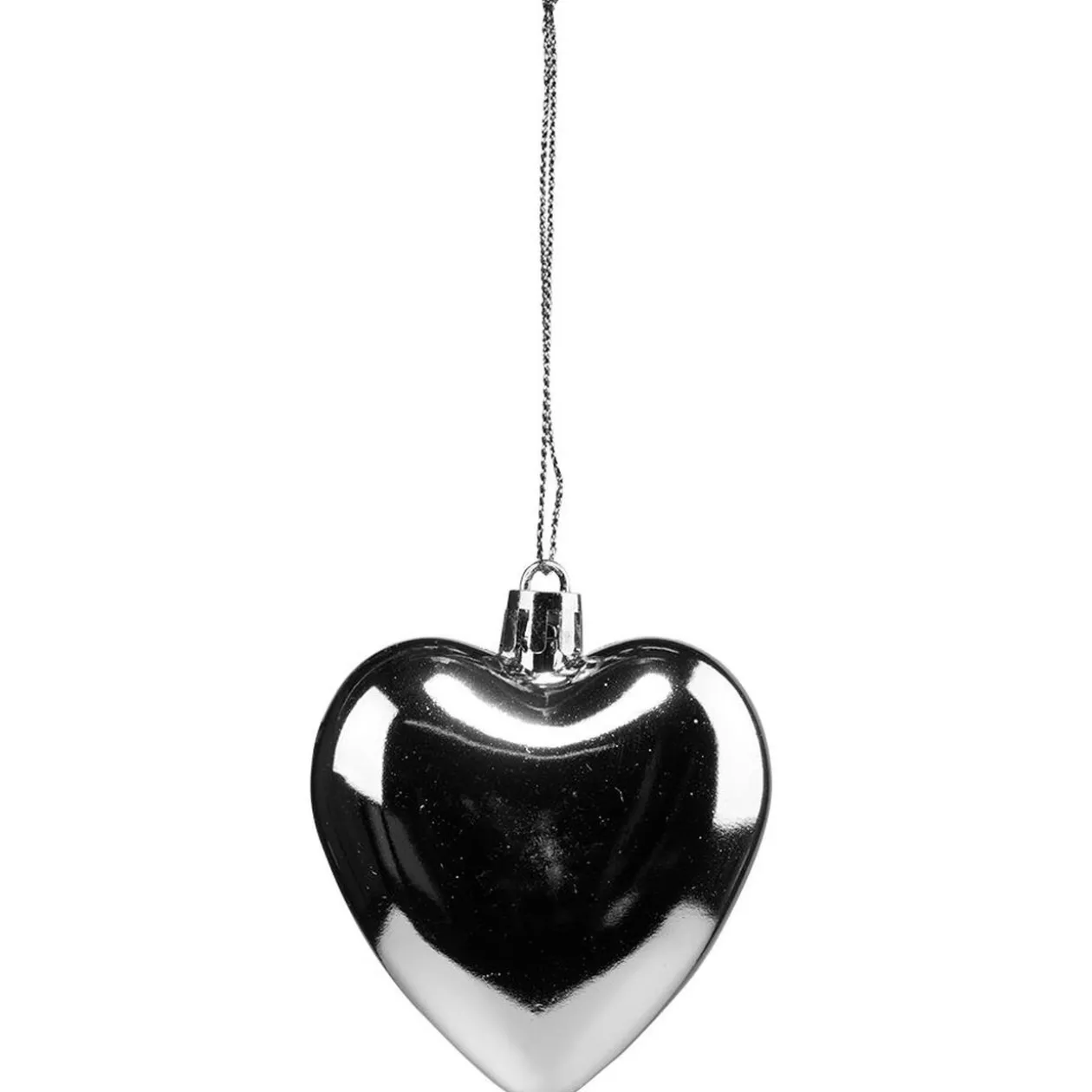 Suspension de Noël Coeur à suspendre gris argenté pailleté H7 cm X6