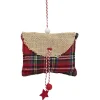 Suspension de Noël coussin forme enveloppe en jute et tartan