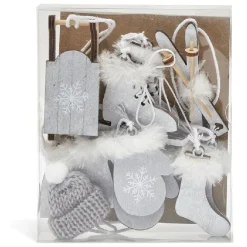 Suspension de Noël en bois style traditionnel x6