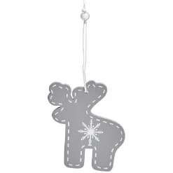 Suspension de Noël en bois forme flocon et renne x12