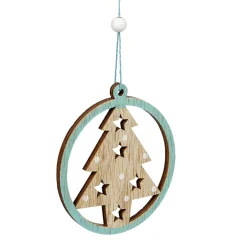 Suspension de Noël en bois Ange Étoile Renne Sapin naturel vert x24