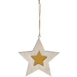 Suspension de Noël en bois motif incrusté étoile