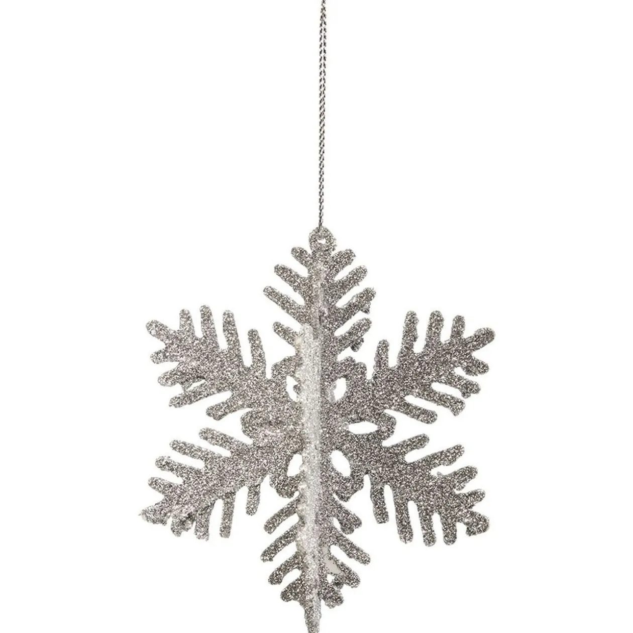 Suspension de Noël Flocon pailleté argenté blanc et bleu Ø9 cm X5