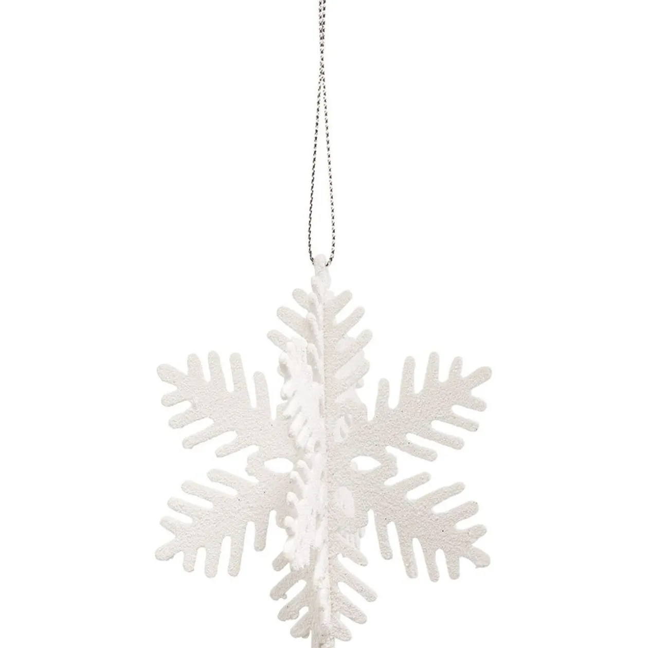 Suspension de Noël Flocon pailleté argenté blanc et bleu Ø9 cm X5