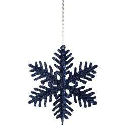 Suspension de Noël Flocon pailleté argenté blanc et bleu Ø9 cm X5