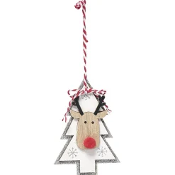 Suspension de Noël forme avec tête de renne en bois