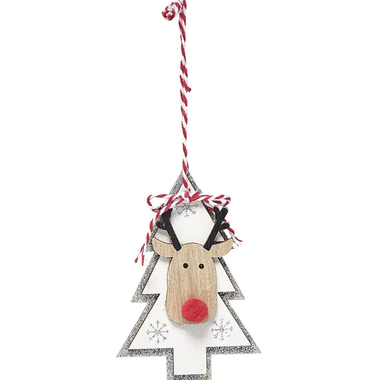 Suspension de Noël forme avec tête de renne en bois