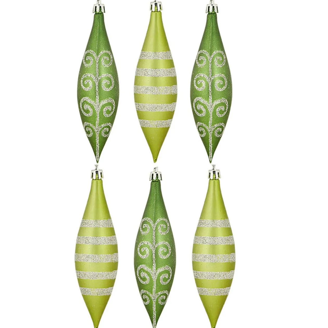 Suspension de Noël forme glaçon bleu vert givré x6