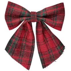 Suspension de Noël Noeud motif tartan rouge x2