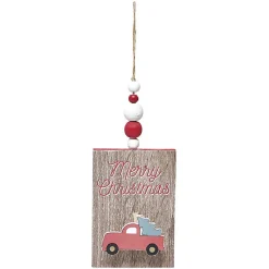 Suspension de Noël Pancarte en bois décor voiture et inscription